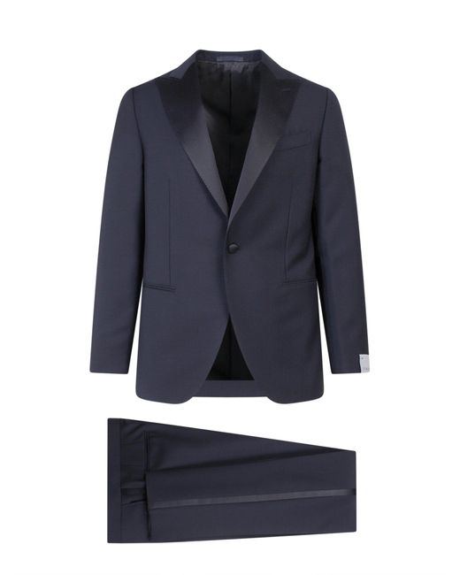 Caruso Blue Wool And Mohair Tuxedo for men