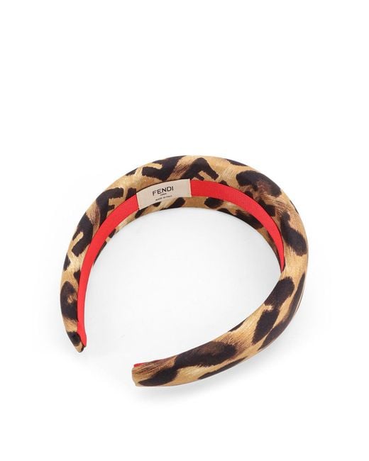 Fendi Metallic Silk Headband With Leo Print
