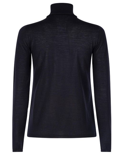 Max Mara Blue Wool Turtleneck Sweater