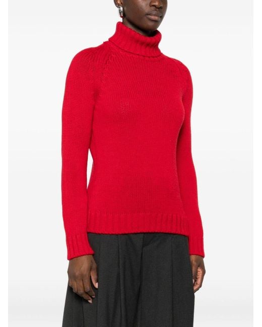 Base London Red Wool Turtle-Neck Jumper