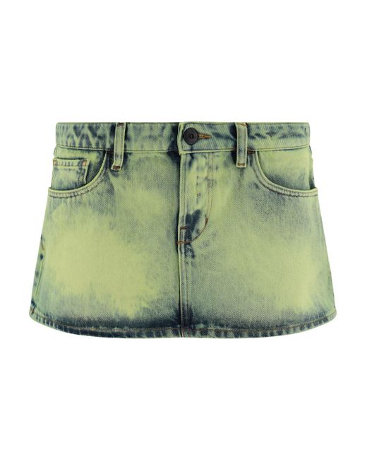Green Denim Mini Skirt