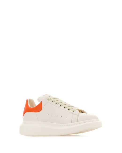 Alexander McQueen White Leather Sneakers With Leather Heel for men