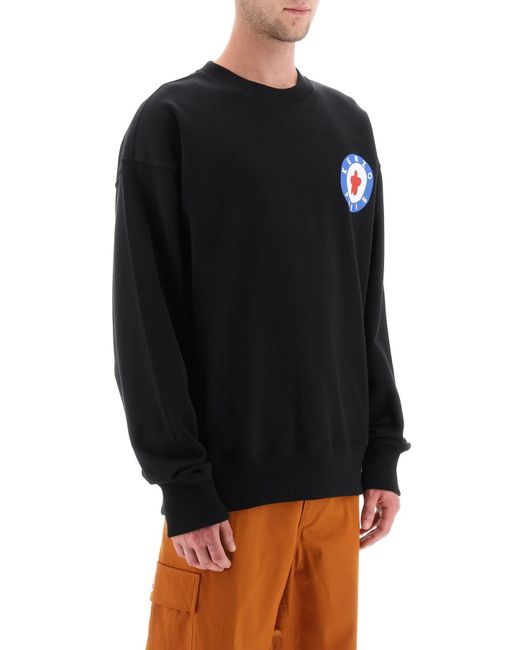 KENZO Black Crew Neck Sweatshirt With Target Print for men