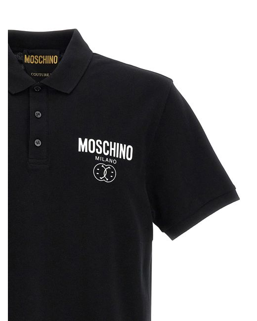 Moschino Black Double Smile Polo for men