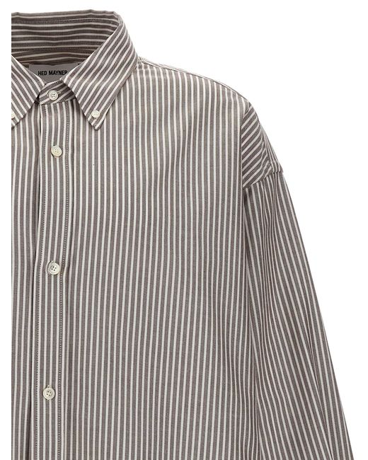 Hed Mayner Gray Pinstripe Oxford Shirt, Blouse for men