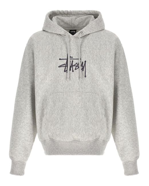 Stussy Gray Logo Hoodie Sweatshirt for men