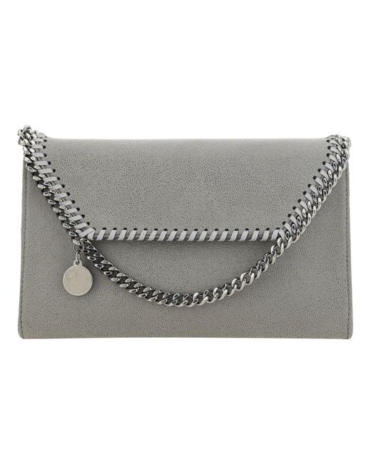 Stella McCartney Gray Falabella shaggy Deer Shoulder Bag With Iconic Chain