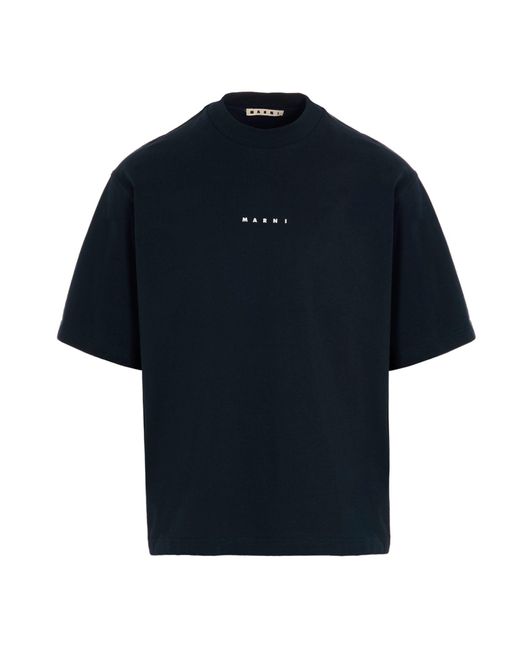 Marni Blue Logo Printed T-Shirt for men