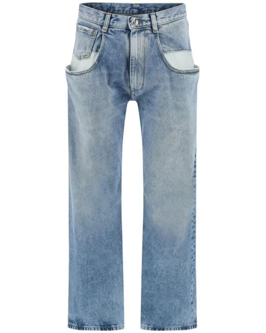 Maison Margiela Blue Straight Leg Jeans With Contrasted Pockets