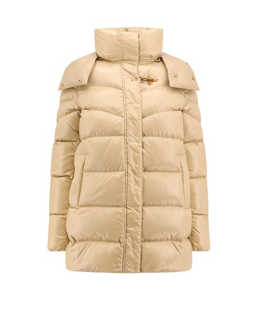 Fay Natural Padded And Quilted Jacket With Removable Hood