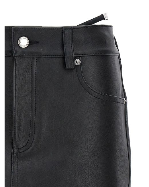 Thong Leather Skort Bermuda, Short Nero di Alexander Wang in Black