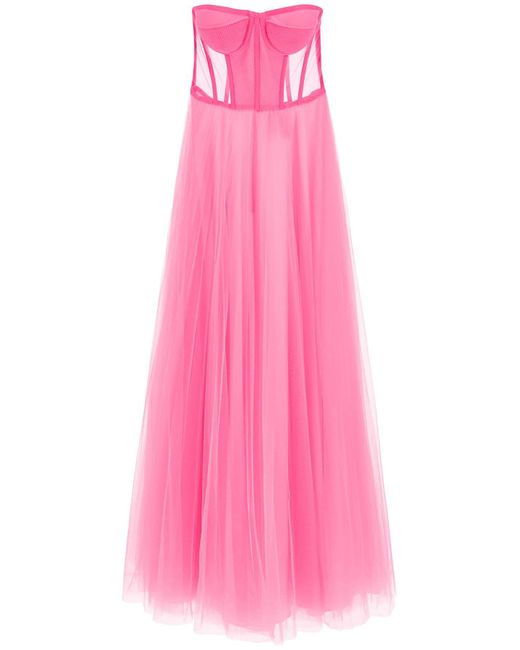 19:13 Dresscode Pink Tulle Long Bustier Dress