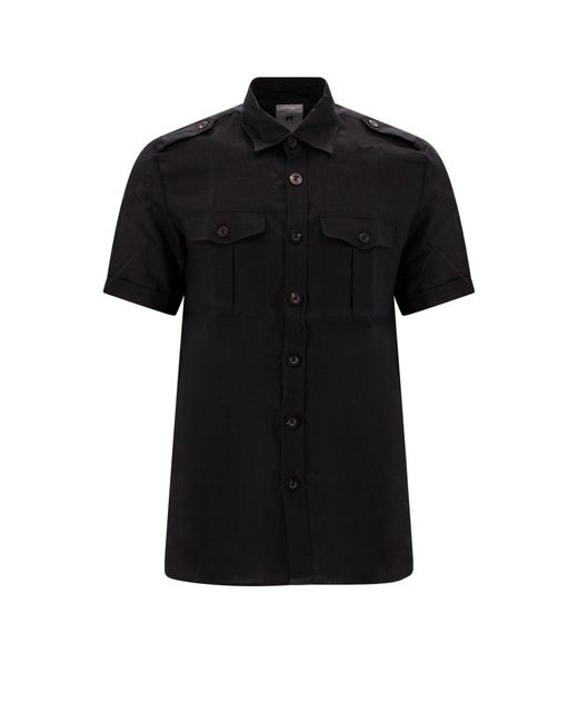 PT Torino Black Linen Shirt for men