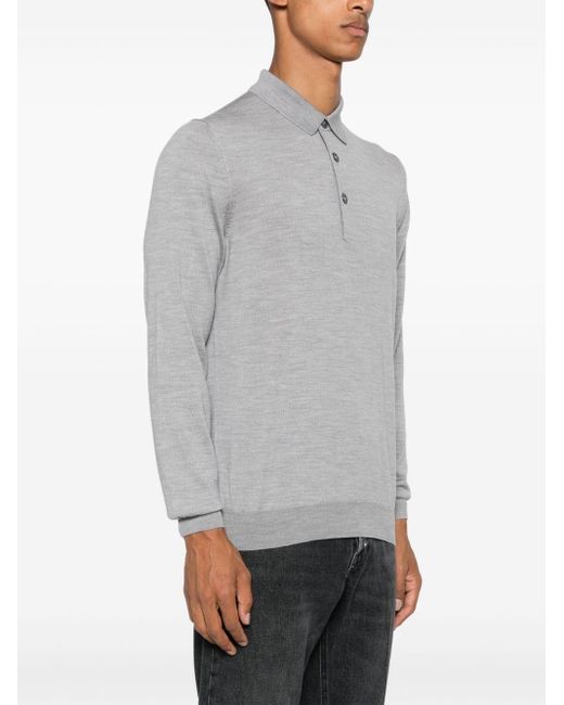 Lardini Gray Virgin Wool Polo Shirt for men