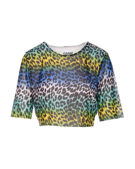 Ganni Blue Top Animalier