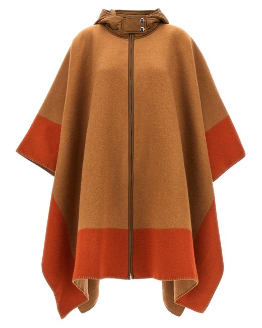Logo Hooded Cape Mantelle Beige di Etro in Brown