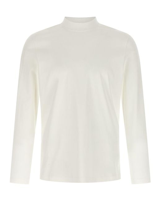 Brunello Cucinelli White Chimney Neck T-Shirt for men