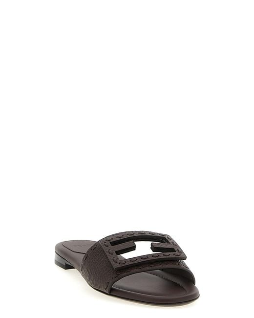 Fendi Black 'Baguette' Slides