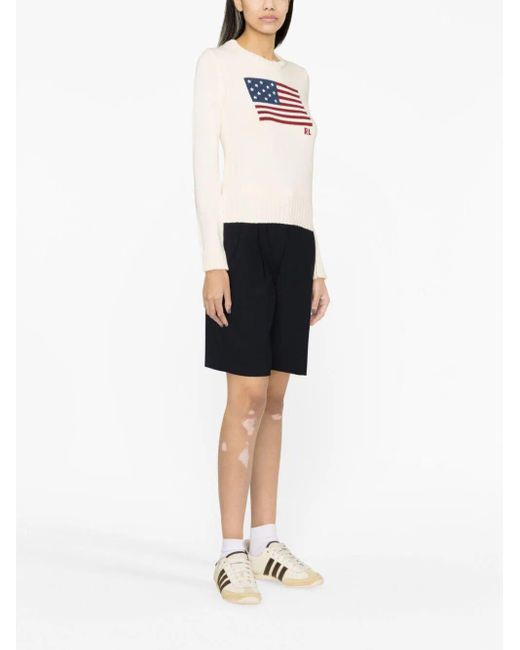 Polo Ralph Lauren White Flag Knit Jumper