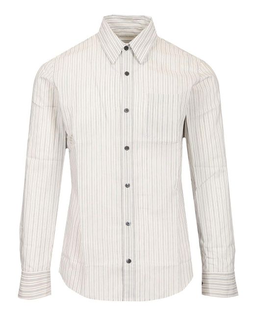 Dries Van Noten White Striped Button-Up Shirt for men