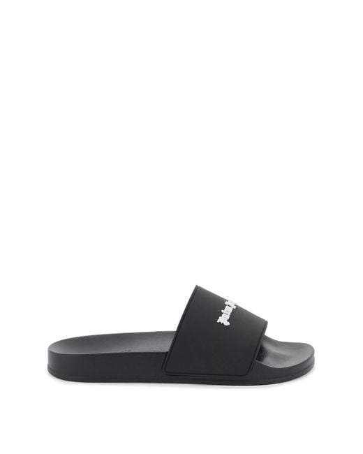 Palm Angels Black Slides In Gomma Monogram for men