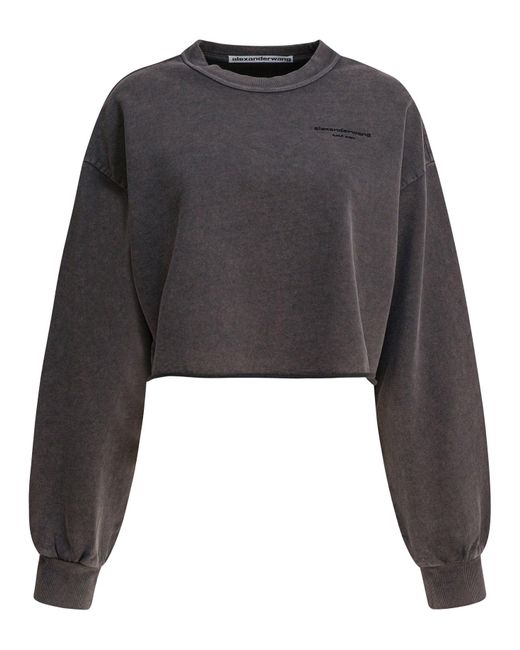 Cropped Crewneck Sweatshirt Sweatshirts Nero-Donna di Alexander Wang in Gray