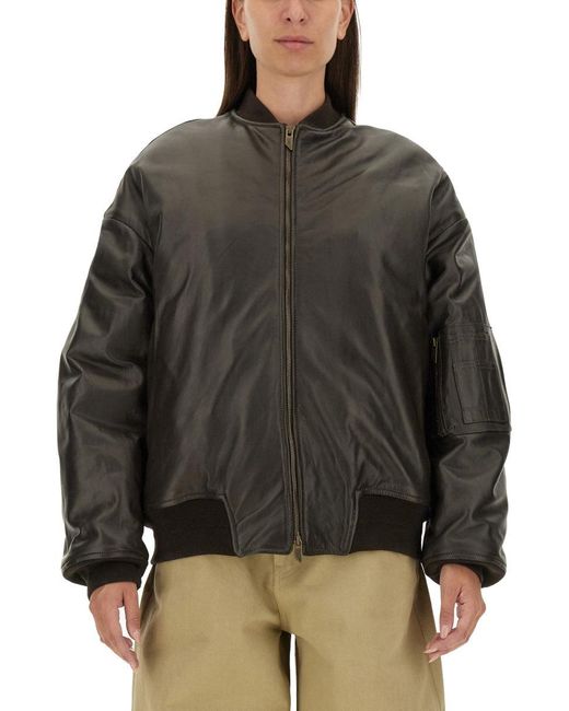 Salvatore Santoro Gray Leather Bomber Jacket