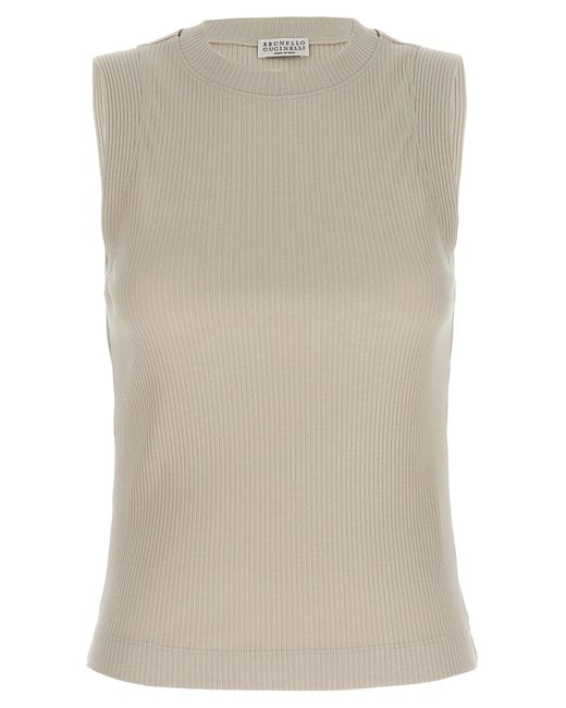 Brunello Cucinelli Natural Ribbed Top