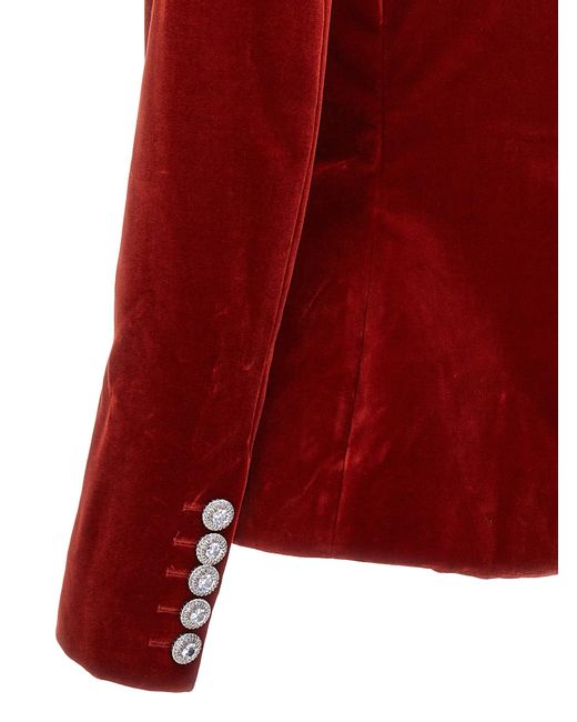 Alexandre Vauthier Red Double Breast Velvet Blazer Jacket Jackets