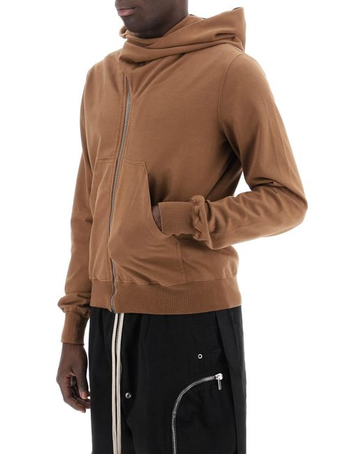Rick Owens Brown Asymmetric Hooded Sweatshirt for men