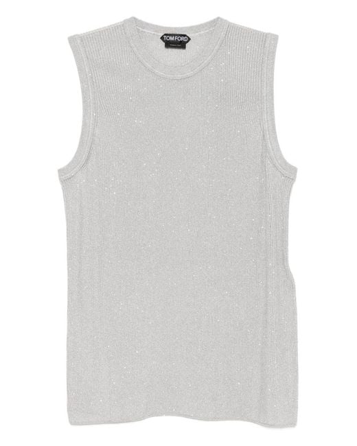 Tom Ford Gray Sequined Top