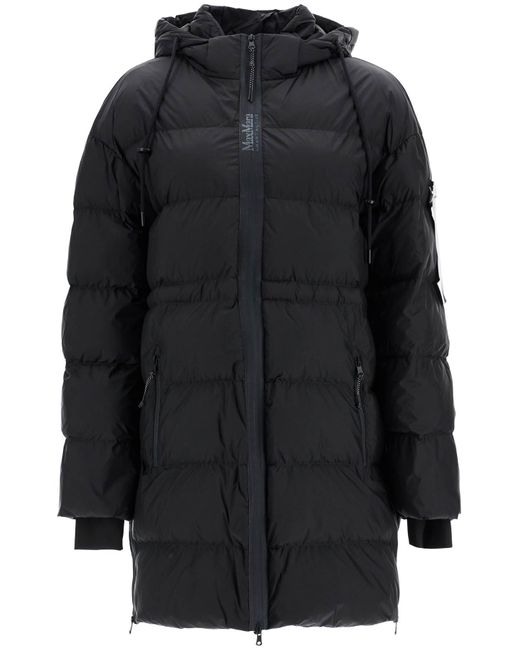Max Mara Black Piumino Midi Con Cappuccio 'master'