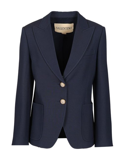 Crepe Couture Blazer Giacche Blu-Donna di Valentino Garavani in Blue