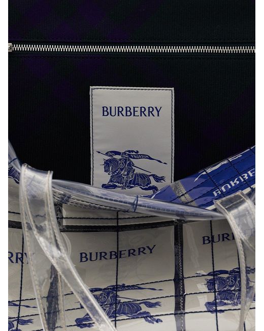 Borsa tote con etichette ekd di Burberry in White