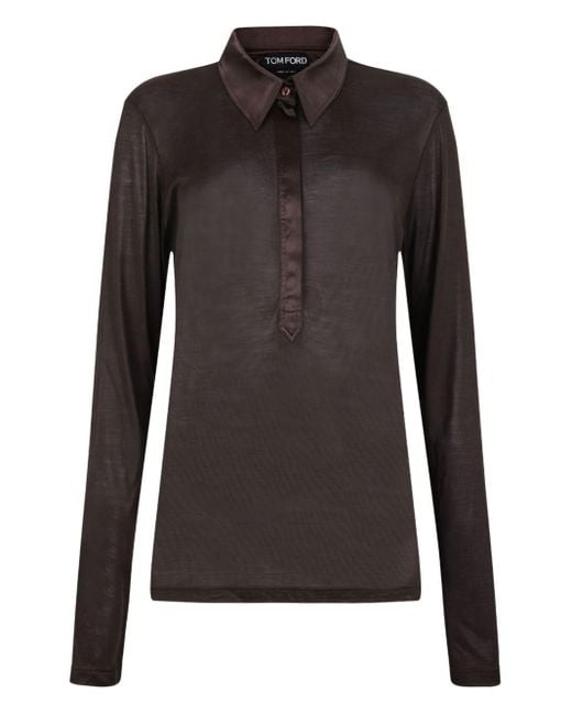 Tom Ford Black Silk Polo Shirt