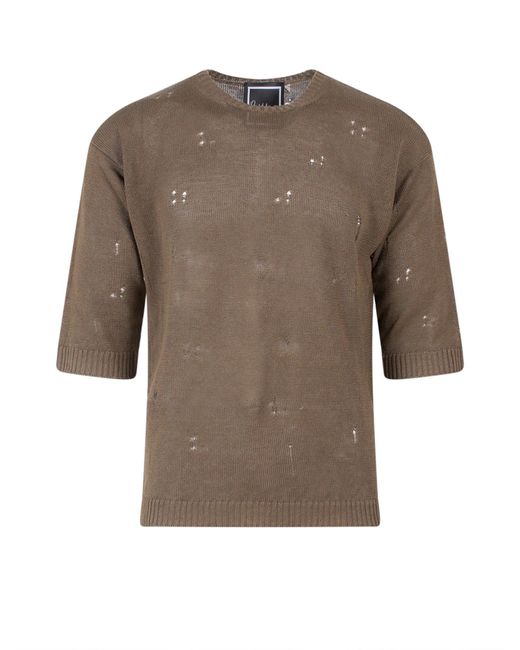 PAUL MÉMOIR Brown Linen Sweater for men