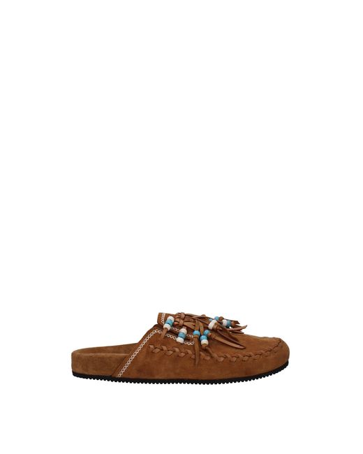 Alanui Brown Slippers And Clogs Salvation Suede for men