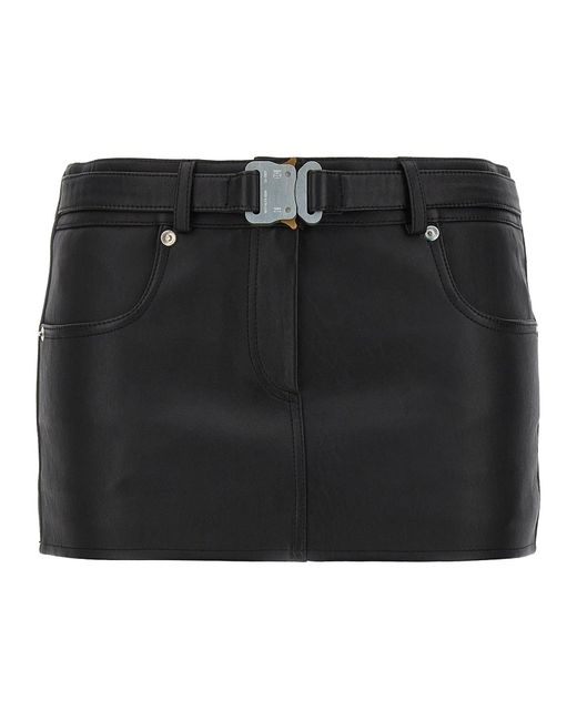 1017 ALYX 9SM Black Leather Buckle Mini Skirts