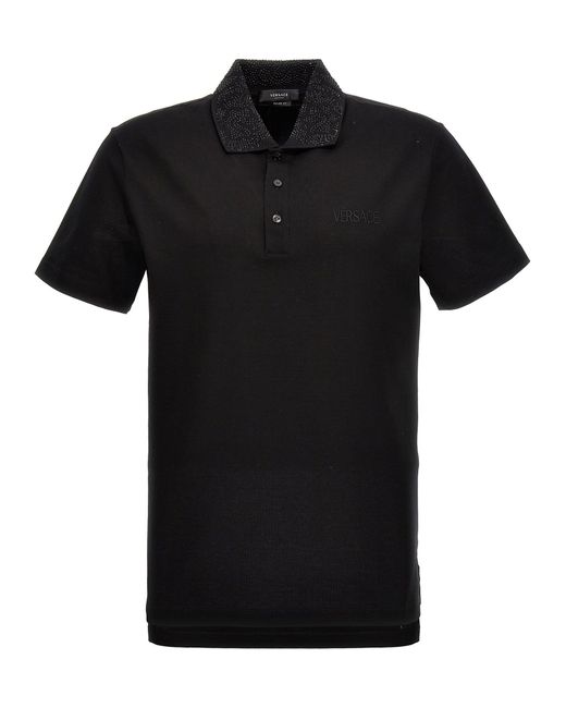 Versace Black Logo Sequin Shirt Polo for men