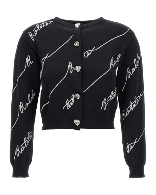 ROTATE BIRGER CHRISTENSEN Black Sequin Logo Sweater