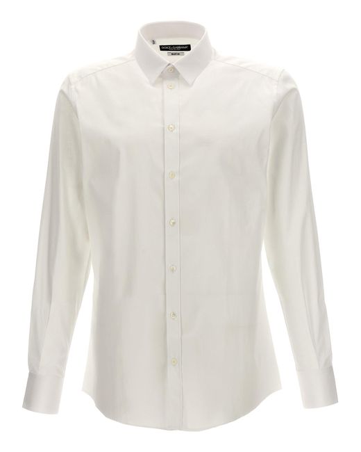 Logo Embroidery Shirt Camicie Bianco di Dolce & Gabbana in White da Uomo
