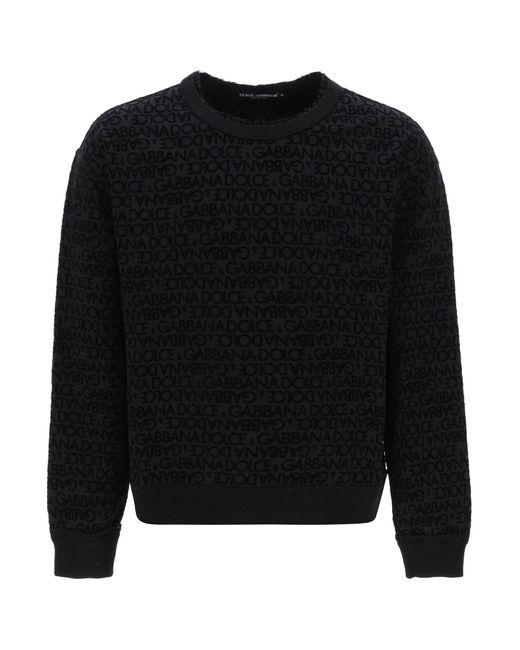 Dolce & Gabbana Black Flocked Logo Sweatshirt for men