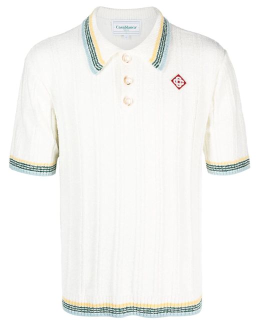 Casablancabrand White Ribbed Polo Shirt for men
