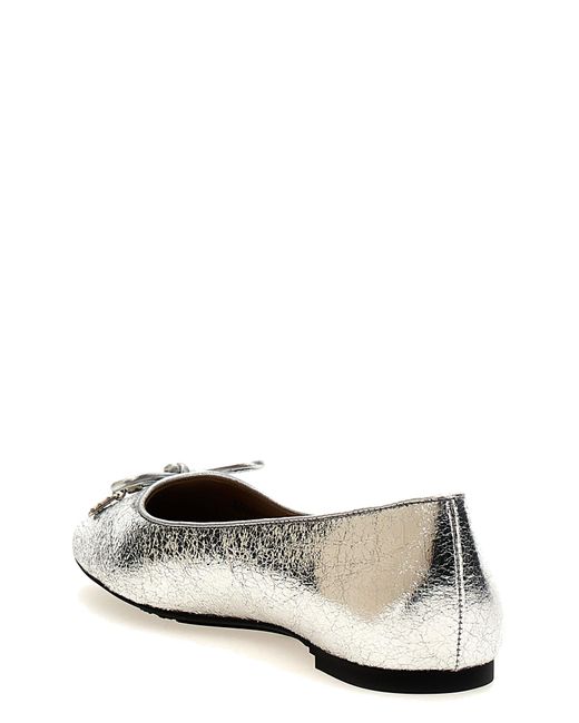 Nori Flat Shoes Silver di Michael Kors in White