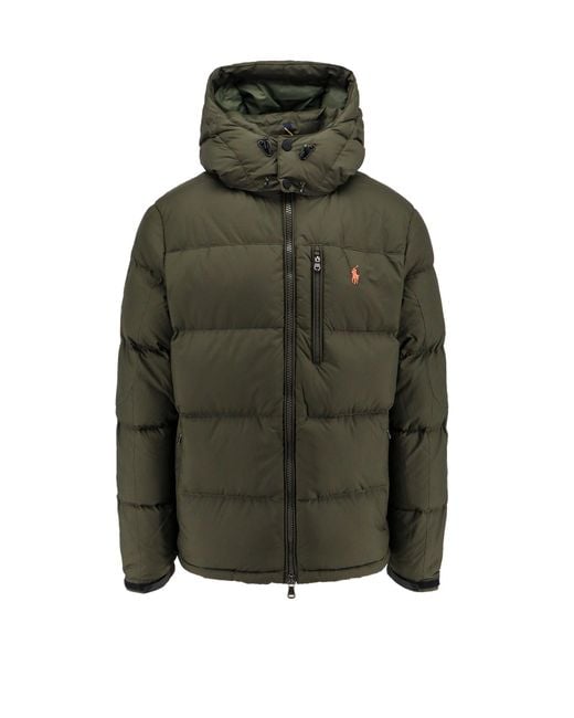 Polo Ralph Lauren Green Ripstop Down Jacket With Hood for men