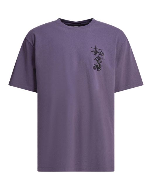 Stussy Pigment Dyed Double Dragon T-Shirt in Purple for Men Stussy Pigment Dyed Double Dragon T-Shirt in Purple for Men