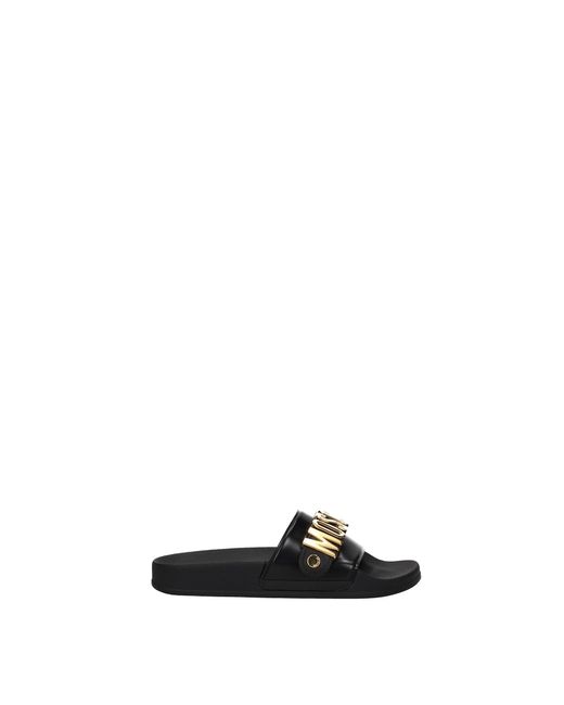 Moschino Black Slippers And Clogs Pvc