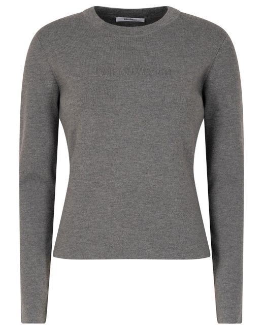 Max Mara Gray Ticino Long-Sleeved Fitted Top