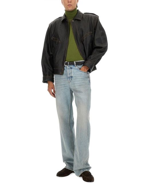 Cashmere, Wool And Silk Turtleneck-Uomo di Saint Laurent in Green da Uomo