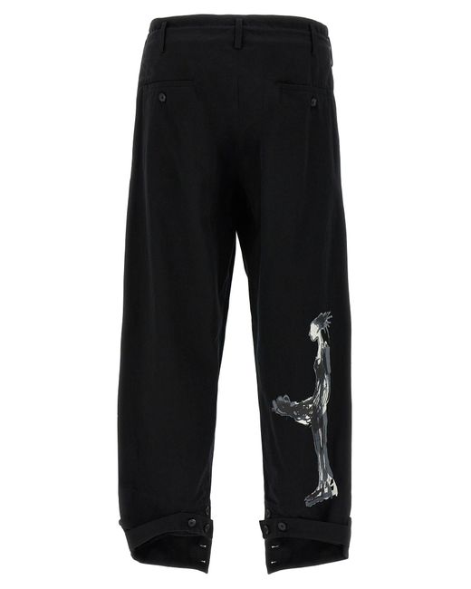 Printed Trousers Pantaloni Nero-Uomo di Yohji Yamamoto in Black da Uomo
